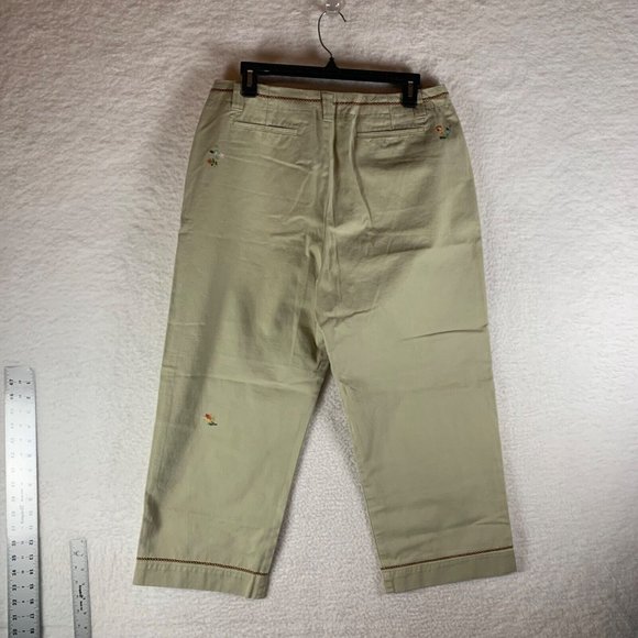 Gap Women's Clean Cut Floral Embroidered Khaki Cropped Capri Pants Size 10 8793 - Picture 8 of 13